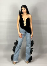 Corset A piece of art - negru cu 3 accesorii aurii - imagine 2