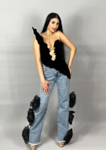 Corset A piece of art - negru cu 3 accesorii aurii - imagine 3