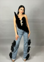 Corset A piece of art - negru cu 2 accesorii argintii - imagine 3