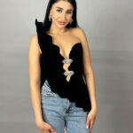 Corset A piece of art - negru cu 2 accesorii argintii