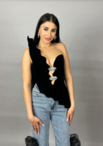 Corset A piece of art - negru cu 2 accesorii argintii