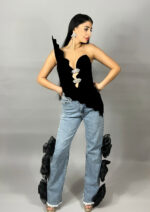 Corset A piece of art - negru cu 2 accesorii argintii - imagine 2
