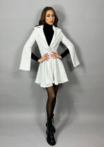 Sacou rochita din tweed cu paiete argintii - imagine 3