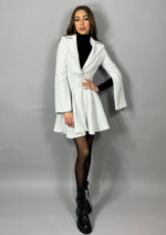 Sacou rochita din tweed cu paiete argintii - imagine 4