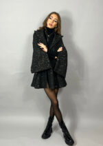 Sacou rochita tweed negru cu paiete aurii - imagine 2