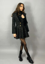 Sacou rochita tweed negru cu paiete aurii - imagine 3