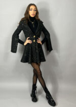 Sacou rochita tweed negru cu paiete aurii - imagine 4