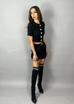 Set din tweed negru cu paiete argintii - imagine 3