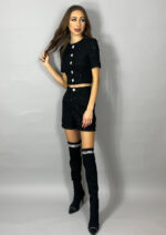 Set din tweed negru cu paiete argintii - imagine 4