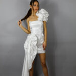 Rochie albă din satin lichid- Flora