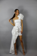 Rochie albă din satin lichid- Flora