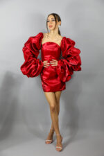 Rochie roșie din satin lichid - LA ROSA - imagine 4