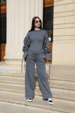 Pantaloni de damă de trening wide-leg - imagine 2