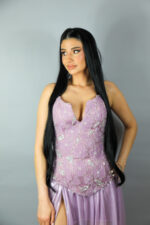 Rochie de seara lila cu corset si fusta lunga - imagine 5