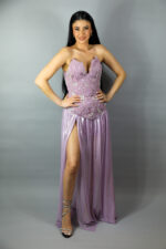 Rochie de seara lila cu corset si fusta lunga - imagine 3