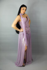 Rochie de seara lila cu corset si fusta lunga - imagine 4