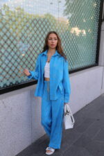 Set cămașă și pantaloni din imitație de in - imagine 4