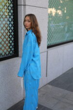 Set cămașă și pantaloni din imitație de in - imagine 7