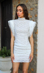 Rochie din dantelă de bumbac albă